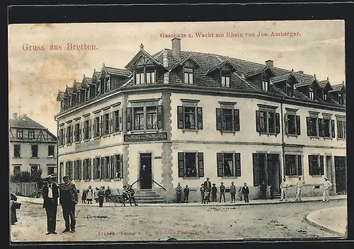 AK Bretten, Gasthaus z. Wacht am Rhein von Jos. Amberger