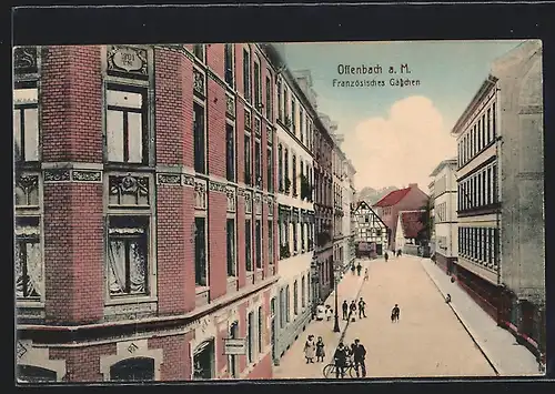 AK Offenbach a. M., Blick von oben in das Französische Gässchen