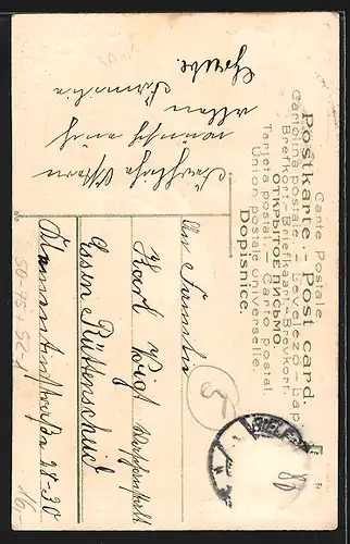 AK vermenschlichter Hahn mit seiner Geliebten, Ostern