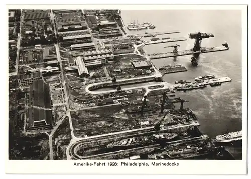 Fotografie Ansicht Philadelphia / PA, Amerika-Fahrt des LZ 127 Graf Zeppelin, Blick auf die Marinedocks