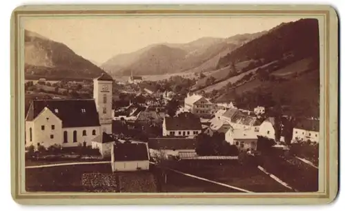 Fotografie Theodor Mark, Scheibbs, Ansicht Gaming, Blick in den Ort mit Kirche