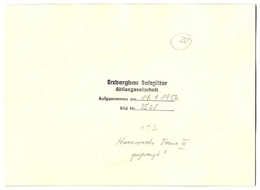 3 Fotografien Erzbergbau Salzgitter AG, Ansicht Salzgitter, Sprengung des Schachtturm Hannoversche Treue III. 1956 4