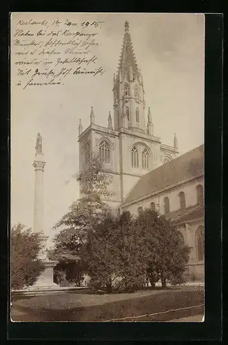 AK Konstanz, Münster mit Denkmal