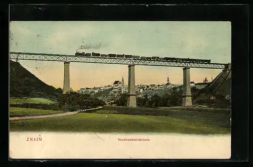 AK Znaim, Blick zur Nordwestbahnbrücke