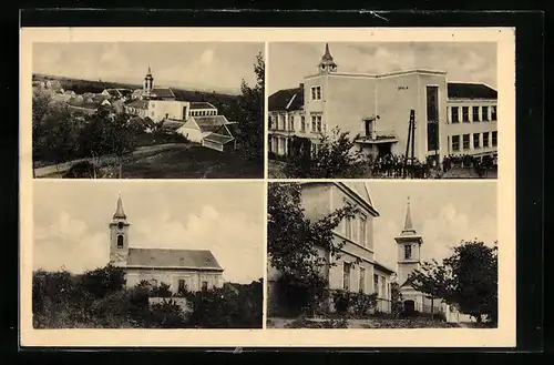 AK Nikolcice, Ortsansichten mit Kirche und Schule