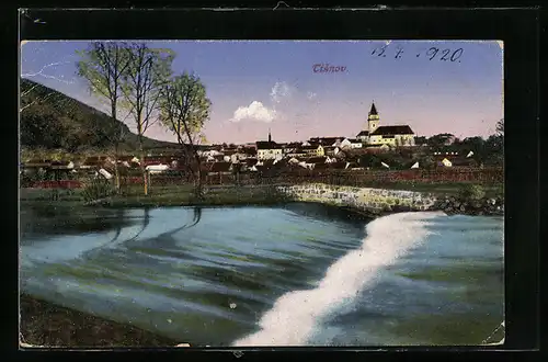 AK Tisnov, Flusspartie mit Blick auf den Ort
