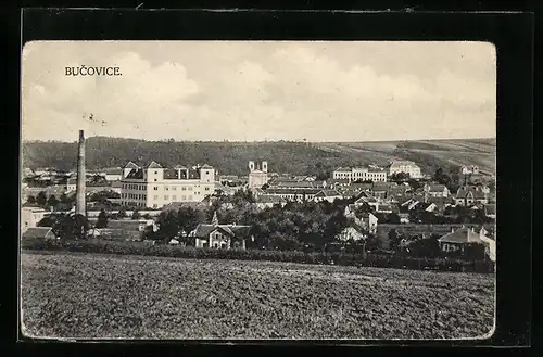 AK Bucovice, Generalansicht der Ortschaft