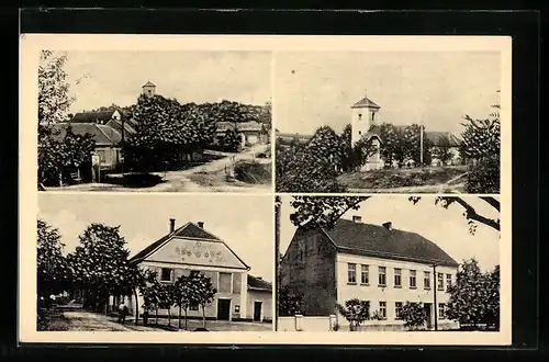 AK Nizkovice, Kirche, Gebäudeansicht, Ortspartie