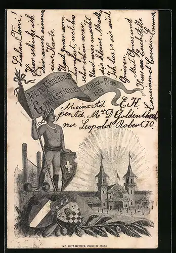 Künstler-AK La Chaux-de-Fonds, Fête Fédérale de Gymnastique 1900