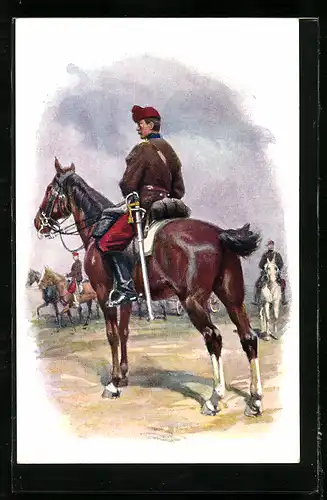 AK Österreichischer Soldat auf Pferd mit Degen