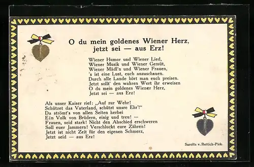AK Spruch, O du mein goldenes Wiener Herz...