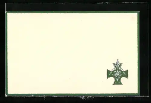 Künstler-AK Kreuz mit Wappen und Hirschgeweih