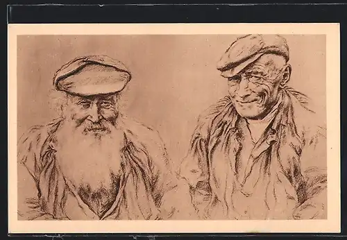 Künstler-AK Tetes de Lorraine, Zwei alte Männer aus Lothringen