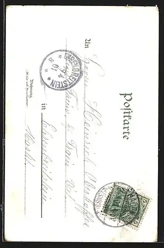 Lithographie Frau in elsass-lothringischer Tracht mit Blumenkorb