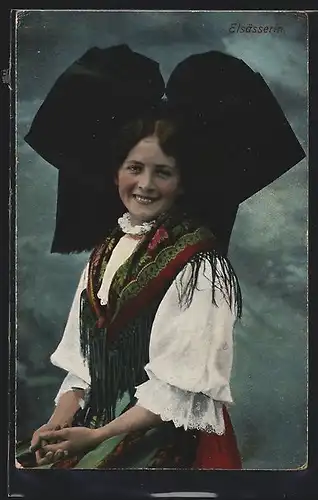AK Junge Frau in elsass-lothringische Tracht