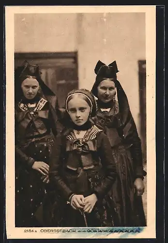 AK Oberseebach, Costumes Locaux, Mädchen in elsässer Tracht