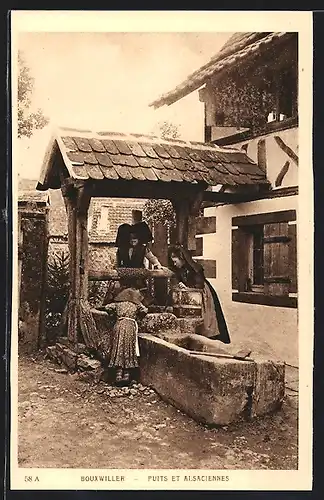 AK Bouxwiller, Puits et Alsaciennes, Elsässerinnen am Brunnen