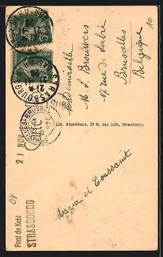 AK zwei Frauen mit Kind u. ein Paar in elsass-lothringische Trachten