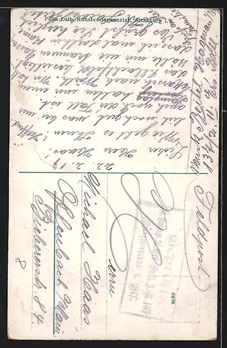 AK Elsässerin in Tracht am Vogelkäfig