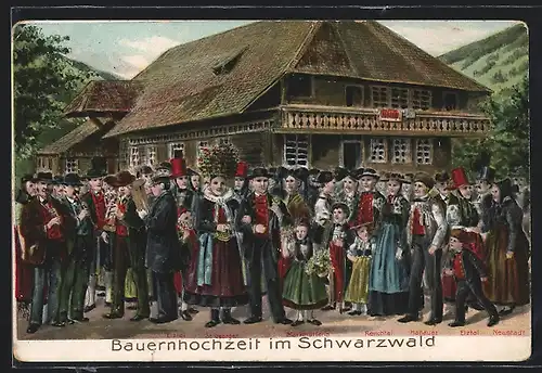 AK Dorfbewohner in Schwarzwälder Tracht, Bauernhochzeit