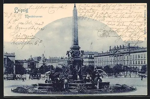 AK Leipzig, Mendebrunnen mit Umgebung