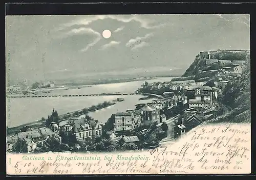 AK Coblenz / Rhein, Totalansicht mit Ehrenbreitstein