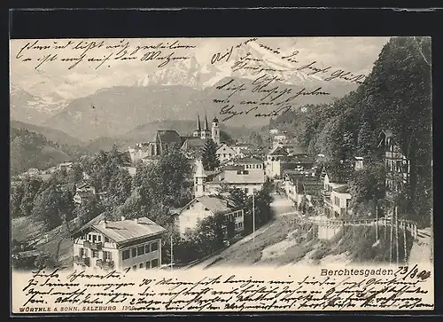 AK Berchtesgaden, Ortsansicht mit Landschaft