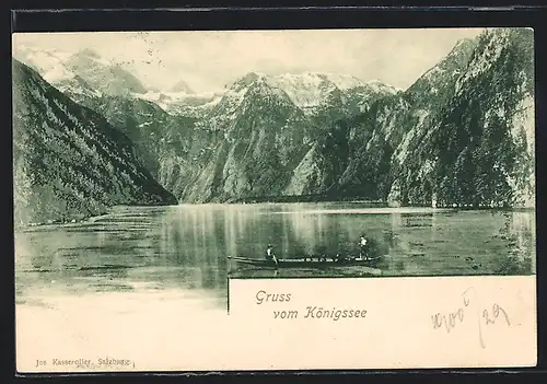 AK Königssee, Blick auf den See mit Ruderboot