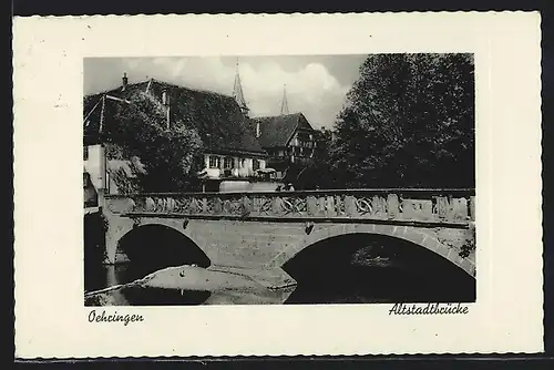 AK Oehringen, Altstadtbrücke mit Gebäuden