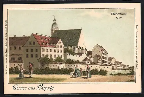 Lithographie Leipzig, Thomaspforte aus dem Jahre 1790