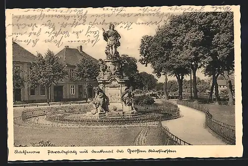 AK Rathenow, Paradeplatz mit Denkmal des Grossen Kurfürsten