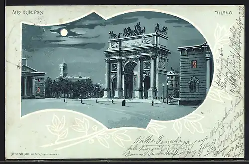 Mondschein-Lithographie Milano, Arco della Pace