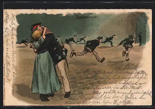 AK Soldat verabschiedet sich von seiner Liebsten, Zapfenstreich