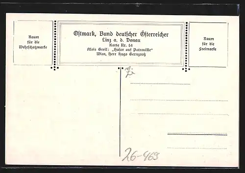 Künstler-AK Honved-Husar und Bauernkinder