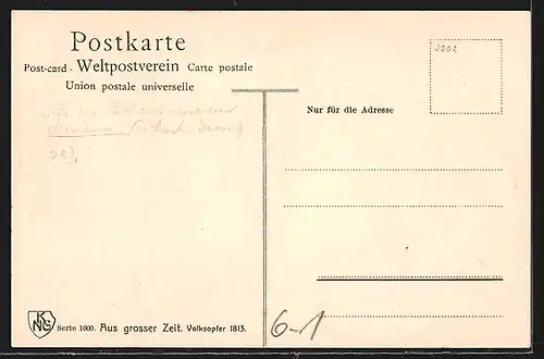 Künstler-AK Aus grosser Zeit, Volksopfer 1813, Befreiungskriege