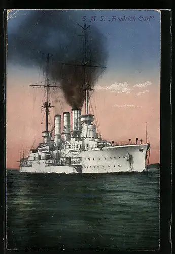 AK Kriegsschiff SMS Friedrich Carl in Fahrt