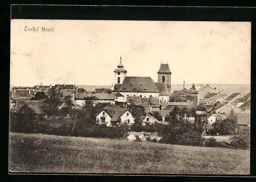 AK Cesky Brod, Ortsansicht mit Kirche