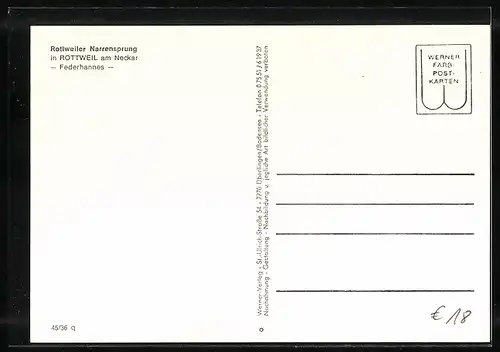 AK Rottweil a. Neckar, Rottweiler Narrensprung, Federhannes, Fasching