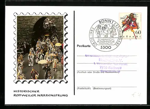 AK Rottweil, Historischer Rottweiler Narrensprung, Fasching, Schwäbisch-Alemannische Fastnacht