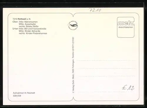 AK Rottweil, Fasnet, Narrensamen, Ausscheller, Brieler Rössle und Kinder-Federehannes, Fasching