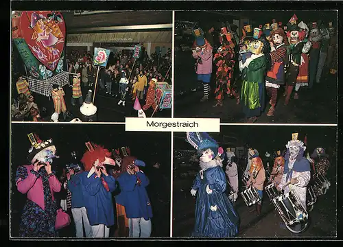 AK Basel, Morgestraich, Faschings-Umzug am Morgen, Fasching