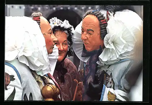 AK Villingen, Fasching, Narro, Morbili und Narro mit Surhebelscheme