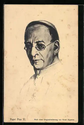 Künstler-AK Pius XI., Portrait des Papstes