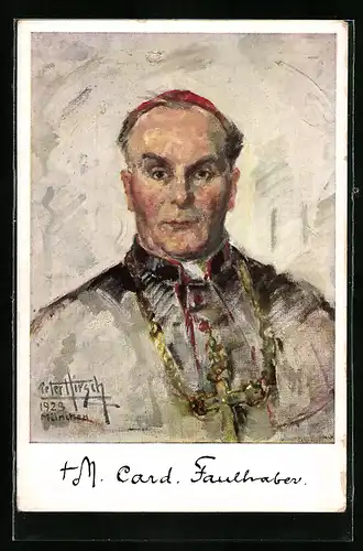 Künstler-AK Peter Hirsch: Seine Eminenz Kardinal M. von Faulhauber