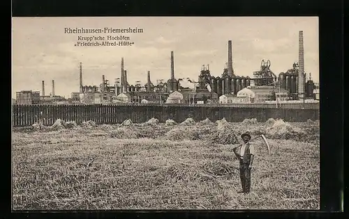 AK Rheinhausen-Friemersheim, Krupp`sche Hochöfen Friedrich-Alfred-Hütte