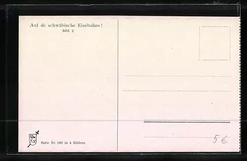 Künstler-AK Hans Boettcher: Auf de schwäbische Eisebahne..., Bild 2