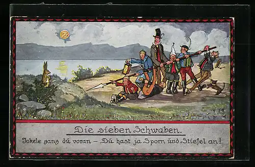 Künstler-AK Hans Boettcher: Das Märchen von den sieben Schwaben und dem Hasen