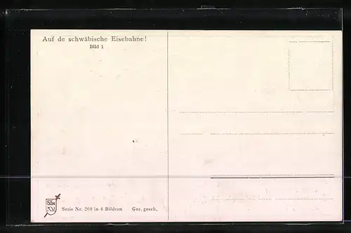 Künstler-AK Hans Boettcher: Auf de schwäbische Eisebahne mit Liedtext