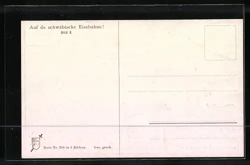 Künstler-AK Hans Boettcher: Auf de schwäbische Eisebahne!, Bild 3, Humor