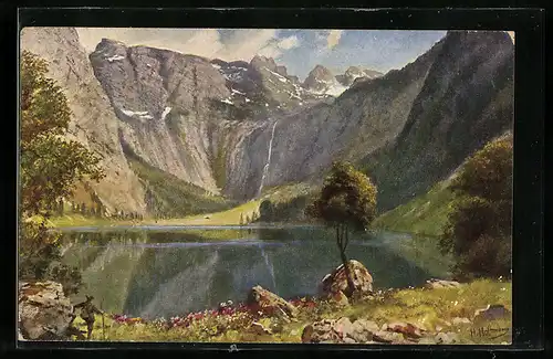 Künstler-AK Heinrich Hoffmann: Königsee, Der Obersee mit Kauner- und Röthswand und Teufelshörnern